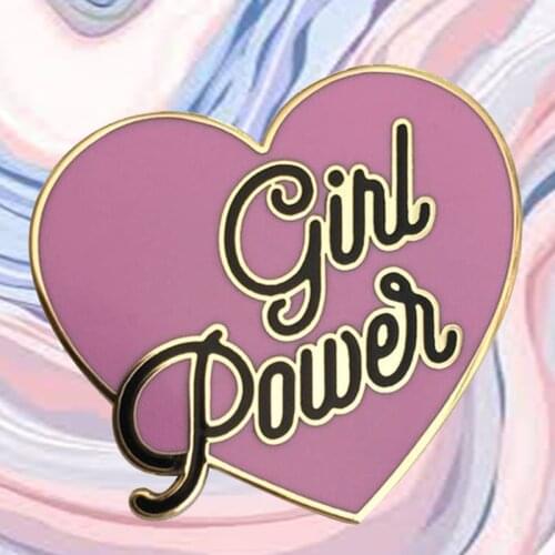 Feminist Brooch Girl Power Enamel Pin Feminism Badge Pin Heart Shaped Decor