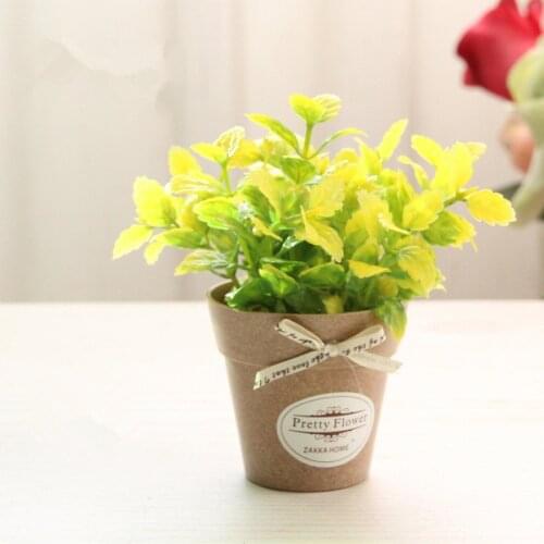 Artificial Plant Artificial Flower Decorative Flower Home Decor Fake Flower Small Mini Potted Bonsai Green Plant 1 Set And Vase