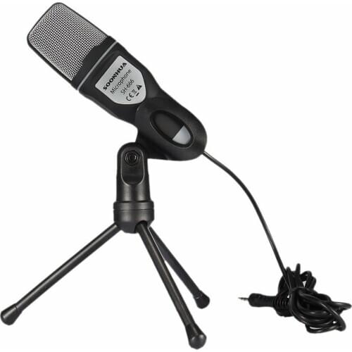 New Professional Condenser Microphone 3.5mm Plug Home Stereo MIC with Desktop Tripod for PC YouTube Video Chatting Recording