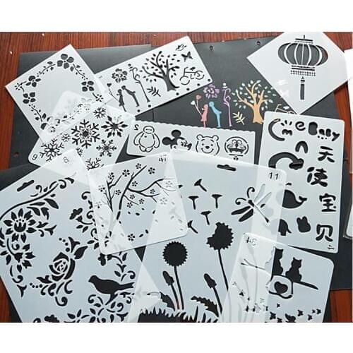 Kawaii Accessories Manual DIY Decoration Stencils For Painting Lace Cute Template Set Scrap Book Stamp Album Craft Hollow Rulers