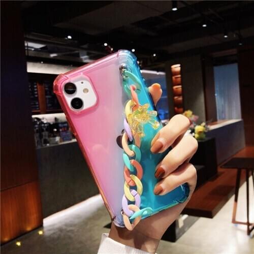 Cartoon transparent Rainbow bracelet bear phone case for iphone 12 Pro 12 MiNi 11 Pro Max X XS Max XR 7 8 6s Plus SE 2020 cover