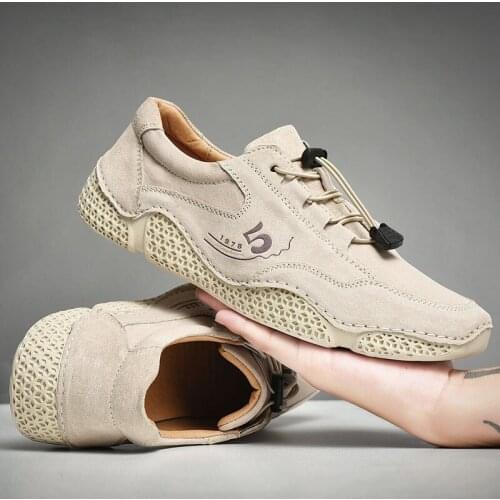 Fashion Men Leather Casual Shoes Rubber Retro Men Sneakers Luxury Lace Up Suede Shoes for Men Flats Non Slip Classic Comfortable