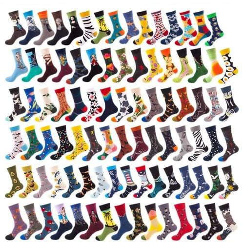 Men Funny Cotton Art Socks With Print Casual Happy Van Gogh Socks Spring Autumn Cute Retro Painting Harajuku Socks dropshipping