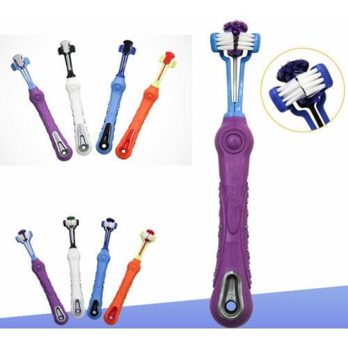 Dog Toothbrush Soft Pet Cat Toothbrush With Three Sided Dogs Rubber Tooth Brush Bad Breath Tartar Teeth Tool Pet Dog Accessories