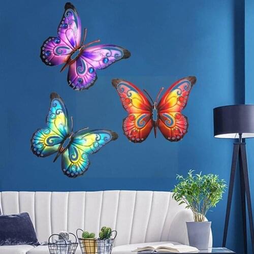 19*24cm Hollow Butterfly Wrought Iron Wall Hanging Home Decor Statues Outdoor Decorations For Yard Gardening O7R1