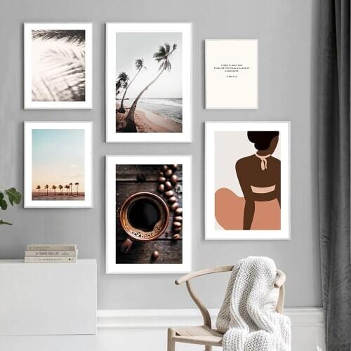 Wall Pictures for Living Room Leaf Coffe Picture Nordic Poster Abstract Wall Art Canvas Painting Botanical Posters and Prints