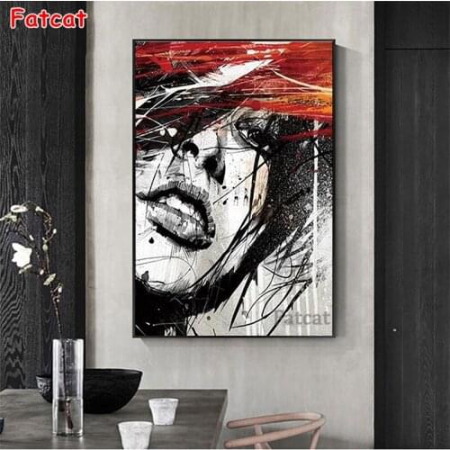 New 5D Round Diamond Painting Hot selling home art, abstract painted woman Sticker Diamond diy Embroidery Home Decoration PP1433