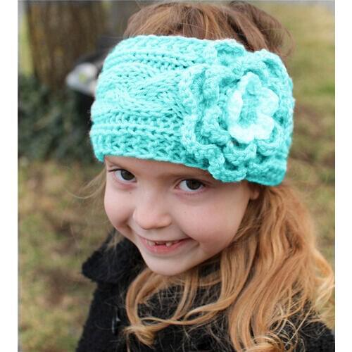 2016 New 10pcs/lot Winter Girls Headband Crochet Headwrap Knitted Flower Hair Band Ears Warmer kids Hair Accessories