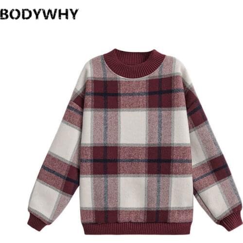 New Basic Plaid Casual Sweatshirt Tracksuit Pullover Thicken Long Sleeve Round Neck Oversize Sportswear Coat Harajuku Large Size