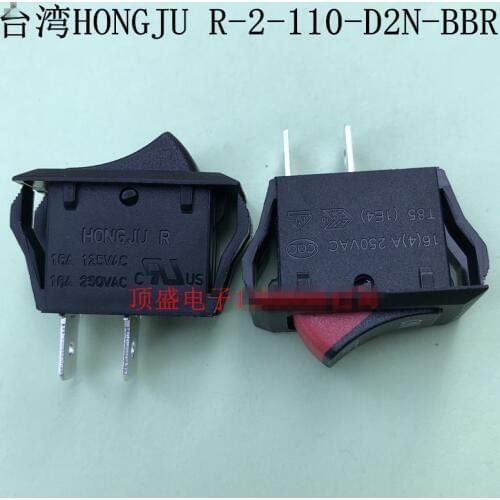 Original new 100% import rocker switch button switch double color ON-OFF R-2-110-D2N-BBR 2pin 16A125VAC 16A250VAC
