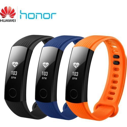 Original Huawei Honor Band 3 Smart Wristband Swimmable 5ATM OLED Touchpad Continual Heart Rate Monitor Push Message Android iOS