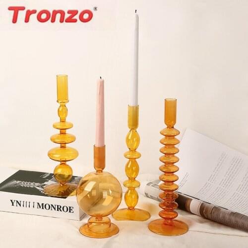 Tronzo Creative Glass Candle Holder Color Vase Home Decoration Candle Table Candle Holder Smple Art Irregular Shape