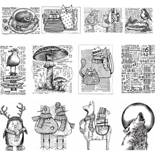 Clear Silicone Stamps Animal In Clothes Cartoon Penguin Camel Bird Letter Words Stamp Template Handmade Craft Making Cards New