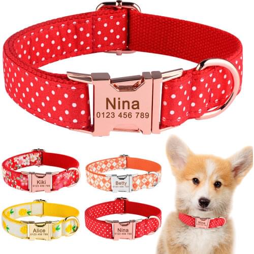 Regulable Colorfast Nylon Custom Name Dog Collar Adjustable Breakaway Nylon Unisex Pet Dog Collar Engraved Name Dog Collar