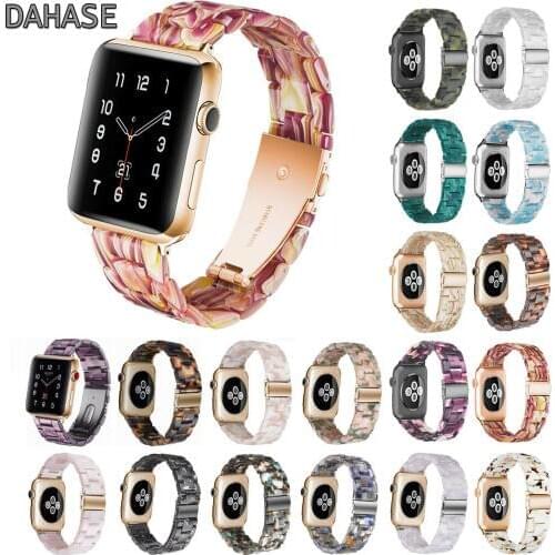 Resin Watch Band for Apple Watch Series 5 4 3 2 1 Strap Stainless Steel Buckle Bracelet iWatch Band 38mm 40mm 42mm 44mm Strap
