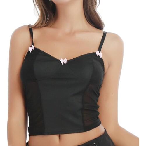 Sexy Lace Trim Patchwork Mesh Corset Tops Women Summer Camis Crop Top Fashion Goth Y2k Dark Aesthetic Fairy Grunge Clothes Vest