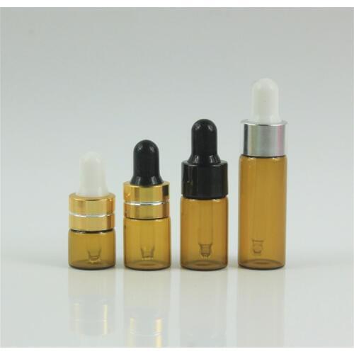 50pcs/lot 1ml 2ml 3ml 5ml perfume Glass Bottles With Dropper For Travel Protable Test Essential Oil Glass Container