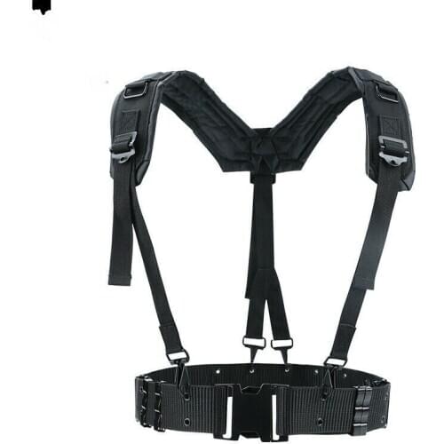 Tactical Us Army Field Y-Type Load Bearing Suspenders And Belt Nylon Black armyshop2008