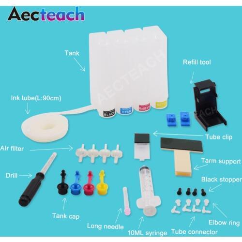 Aecteach 4 Color 100ML DIY Universal CISS Ink Tank Parts Compatible For Canon For HP Inkjet Printer Continuous Ink Supply System