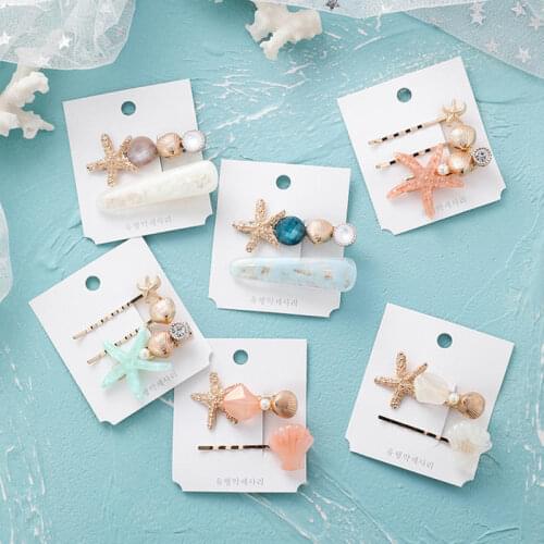 1 Pcs New Imitation Pearl Barrettes Starfish Hair Grips Shell Hairpin Hair Clip for Women Girl Wedding Hair Styling Accessories