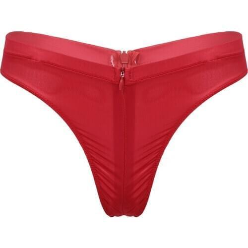 Womens Panties Underwear Lingerie Crotchless Thong See-Through Zipper Open Crotch Briefs Low Rise Elastic Waistband Underpants