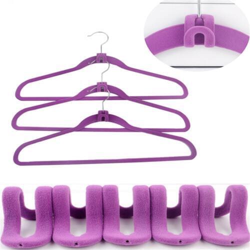 10PCS/lot Mini Flocking Hooks for Clothes Hanger Closet Organizer Travel Clothes Hanging Organizer Coat Hooks Random Color