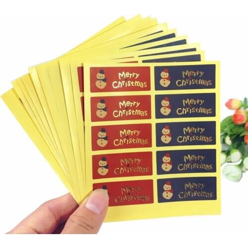 100pcs/pack Red And Blue Snowman Merry Christmas Stickers Autocollant Sealing Sticker
