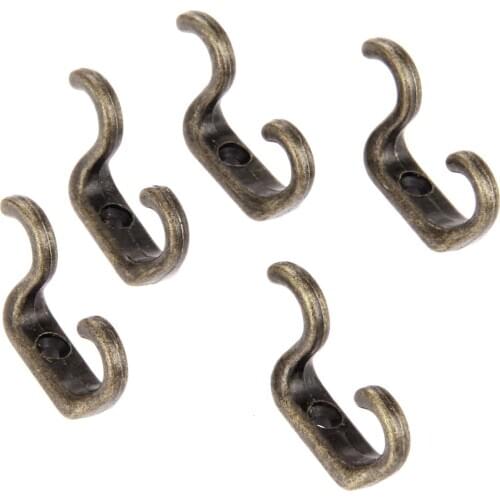 5Pcs 34*21mm Antique Bronze Door Hooks Bathroom Wall Hanger Towel Clothes Hat Coat Hanging Hooks Furniture Hardware
