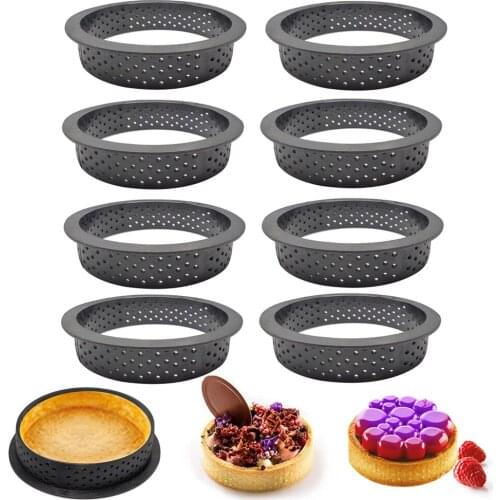 2-20pcs Mousse Fruit Cake Ring Egg Tart Molds Plastic Perforated French Dessert Mould Kitchen Cookies Pastry Side Eggtart Tools