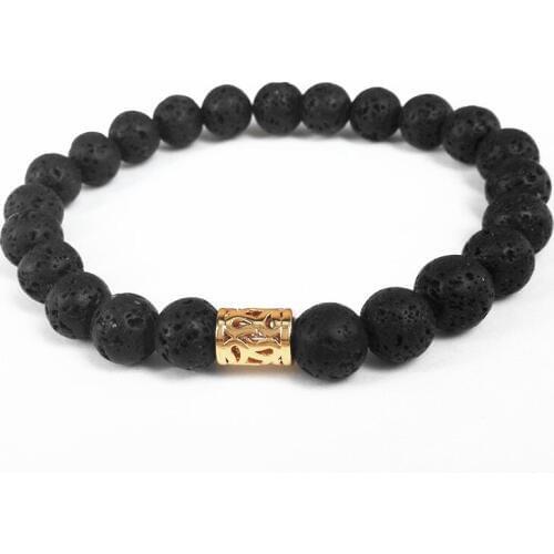 2017 Fashion Black Lave Stone Beaded Men Bracelet Energy Yoga Lava Long Tube Charm for Women Jewelry Pulseras Hombre