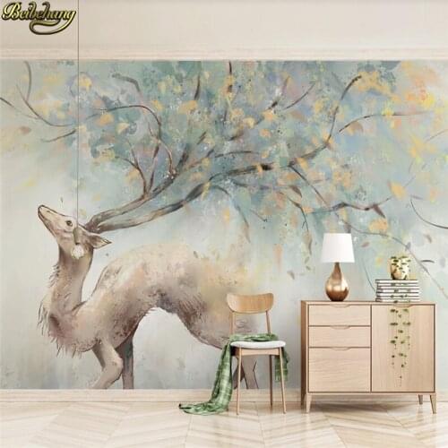 Beibehang Custom 3d wallpaper mural hand-painted elk branch antlers Nordic minimalist TV background papel de parede 3d wallpaper