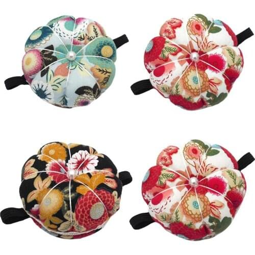 4pcs Printed Pin Cushion Retro Pumpkin Shaped Needle Cushion For Sewing DIY Sewing Tool Cross Stitch Wrist Insert Needle Pad
