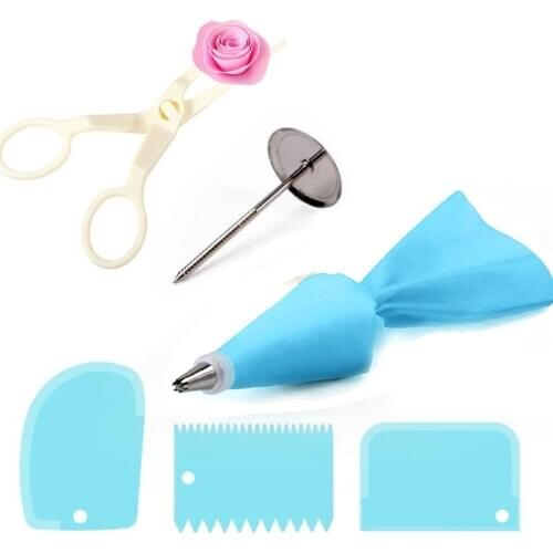 6Pcs/set Cake Decorating Tools Fondant Flower Lifter Nail Scissor Transfer Cream Scraper Butter Smoother