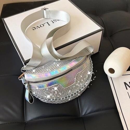 Diamond Crossbody Bags for Women Fanny Waist Bag Casual Zipper Shiny Chest Phone Pack Lady Shoulder bags small wallet bolsas