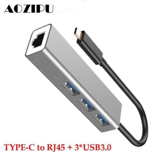 4-in-1 Aluminum USB Type-c Docking Station To USB 3.0 RJ45 High Speed USB-C HUB for MacBook Samsung Galaxy S8 S9 Note8