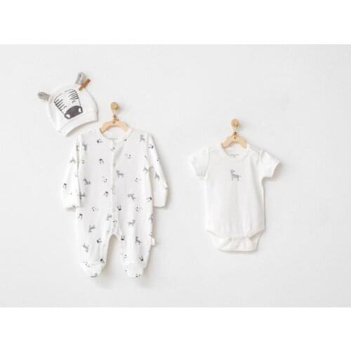 Andywawa AC21007 ZZZ Zebra Newborn 3 Piece The Zibin Set Hospital Output ecru