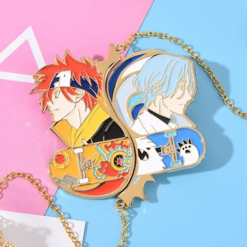 Anime SK8 the Infinity SK EIGHT LANGA REKI Metal Chain Badge Button Brooch Pins Collection Costume Props Souvenir Toy Cosplay