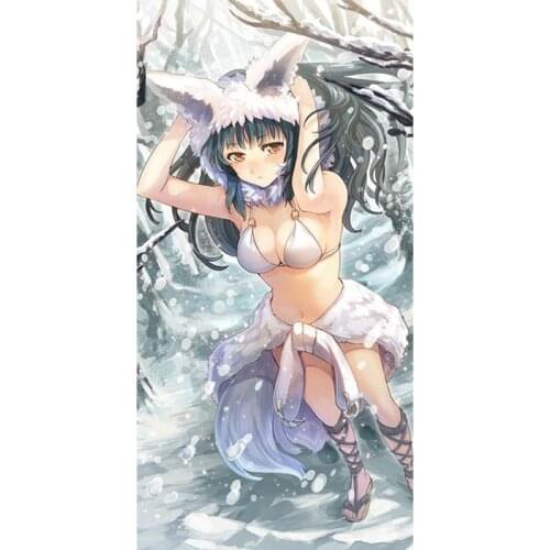 Adult Bamboo Fiber Bath Towel Large Thick Textile Beach Towels Hotel Bathrobe Anime Bikini Girl Print Throw Blanket 70 X 140CM