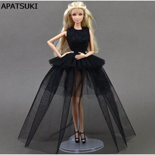 Black Little Dress For Barbie Doll Multi-layer Evening Gown Purely Manual Lace Wedding Dress Clothes For 1/6 Doll Accessories