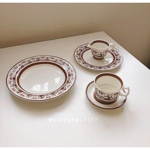 Palace Wind Medieval Mangosteen Coffee Cup Ceramic Cup Milk Jug Afternoon Tea Cup Saucer Dinner Plate Soup Plate 4-piece Cutlery