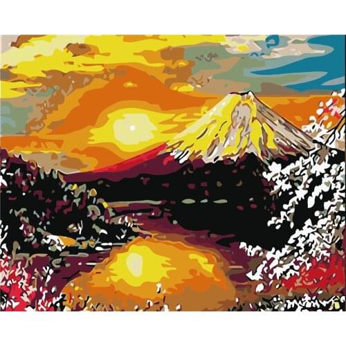 Fuji Mountain Effect Painting By Numbers Kits Diy Gift For Kids Adults Diy Gift Desert Abstract Oil Painting Kits For Modern