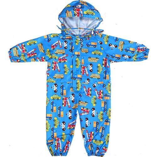 New Durable 3 Colors Polyester S/M/L Cartoon Pattern Raincoat Kids Children Jumpsuit Rainwear Boy Girl Waterproof Poncho