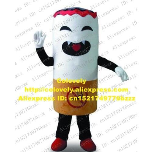 Lively White Smoke Mascot Costume Mascotte Cigarette Cigaretes Coffin Nail Pimp Stick With Red Hat Happy Face No.3961 Free Ship