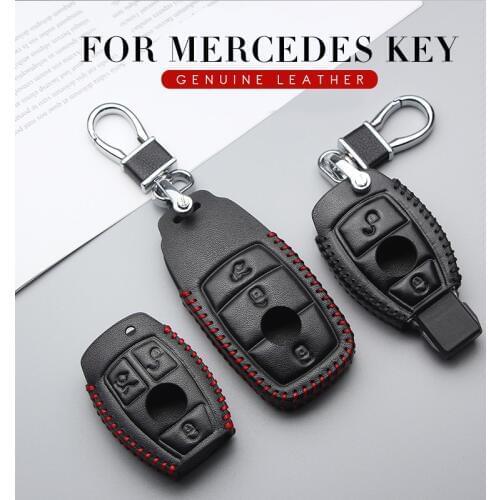 KUKAKEY Genuine Leather Car Key Case Cover Car Styling For Mercedes Benz W203 W210 W211 W202 W204 W205 W212 W124 Key Bag Holder