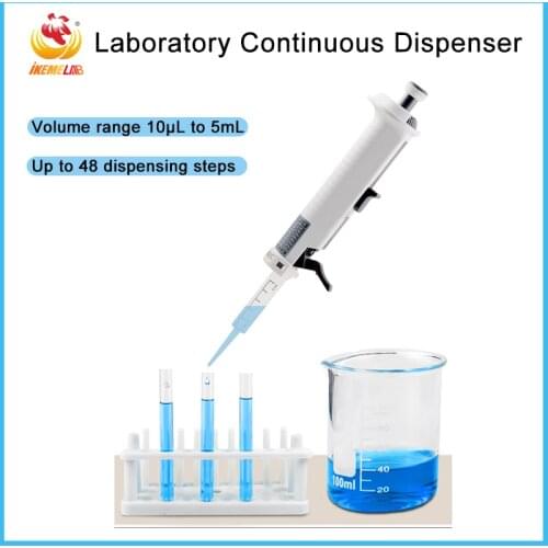 Continuous Dispenser Pipette Gun Experimental Single-Handed Operation Adjustable 0.5ml-50ml Dispenser Laboratory Range Tool