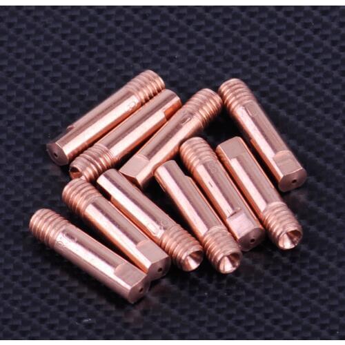 LETAOSK 10pcs Gold MB 15AK MIG/MAG Welding Torch Contact Tip Holder Gas Nozzle 0.8 x 24mm Copper M6