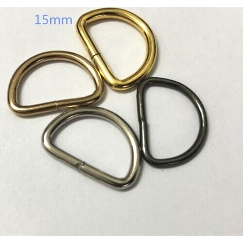 15 pcs Metal Dee D ring Semi ring Ribbon clasp Knapsack belt buckle Sewing diy 0.6''IN