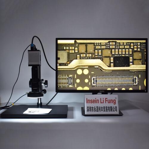 1080P 1/2 Target Size Video Microscope Measurement Camera HDMI USB 10X-180X Multi-function Measuring Magnifier Repair Tool