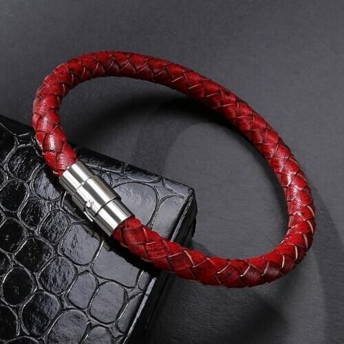 MOZO FASHION 2020 NEW Trendy Men Charm High Quality Bracelets Red Rope Braided Simple Style Punk Women Jewelry Gifts 3 Color 626