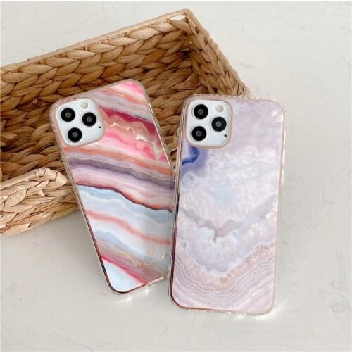 MrenewedM 12 Pro Max Fashion Marble Phone Case For iPhone 11 Xr Xs Max SE2 7 8 Plus Silicone Bumper Gradient Color Acrylic Cover
